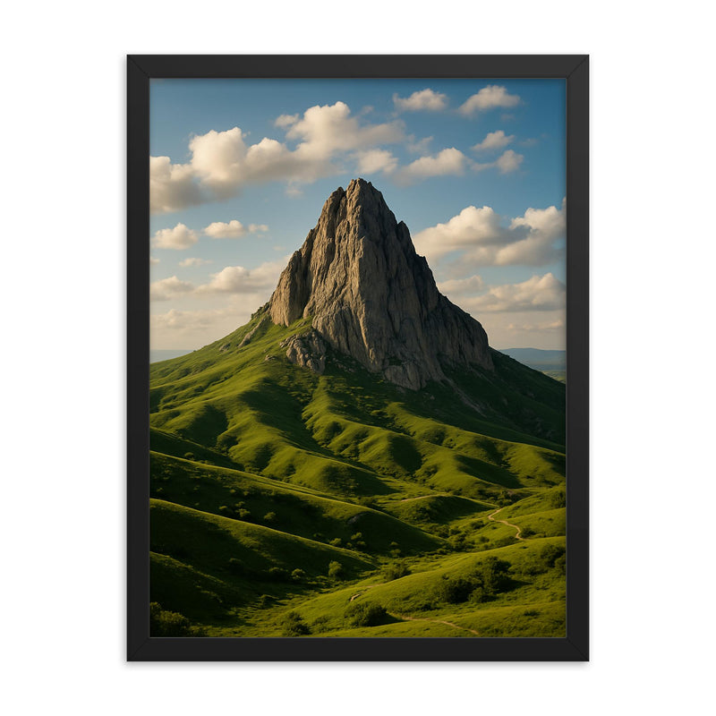 Besh Barmag Mountain Azerbaijan framed print on a plain backdrop in size 18