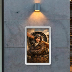 Bessie Coleman before biplane propeller poster 2