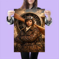 Bessie Coleman before biplane propeller poster 3
