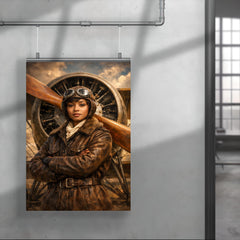 Bessie Coleman before biplane propeller poster 4