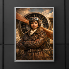 Bessie Coleman before biplane propeller poster 5