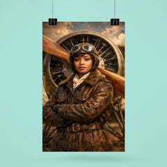 Bessie Coleman before biplane propeller poster 6
