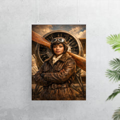 Bessie Coleman before biplane propeller poster 7