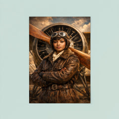 Bessie Coleman before biplane propeller poster 8