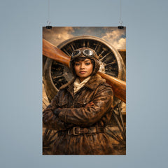 Bessie Coleman before biplane propeller poster 9