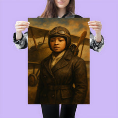 Bessie Coleman before her biplane poster 3