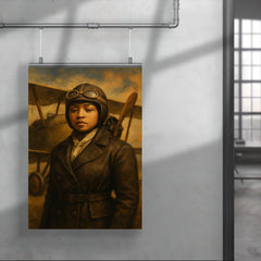 Bessie Coleman before her biplane poster 4