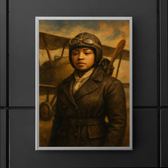 Bessie Coleman before her biplane poster 5