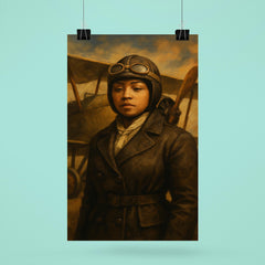 Bessie Coleman before her biplane poster 6