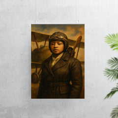 Bessie Coleman before her biplane poster 7