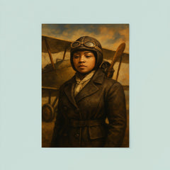Bessie Coleman before her biplane poster 8