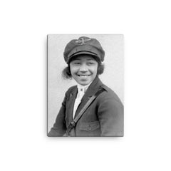 Bessie Coleman canvas print on a plain backdrop in size 12"x16".