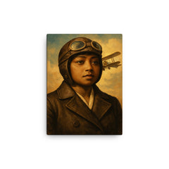 Bessie Coleman canvas print on a plain backdrop in size 12"x16".