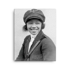 Bessie Coleman canvas print on a plain backdrop in size 16"x20".
