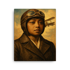 Bessie Coleman canvas print on a plain backdrop in size 16"x20".