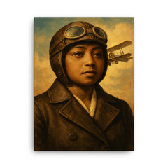 Bessie Coleman canvas print on a plain backdrop in size 18"x24".