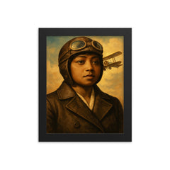 Bessie Coleman framed print on a plain backdrop in size 8"x10".