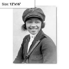 Bessie Coleman metal print on a plain backdrop in size 12"x16".