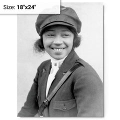 Bessie Coleman metal print on a plain backdrop in size 18"x24".