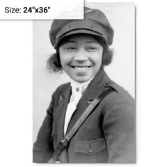 Bessie Coleman metal print on a plain backdrop in size 24"x36".
