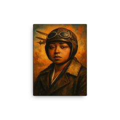Bessie Coleman portrait canvas print on a plain backdrop in size 12"x16".