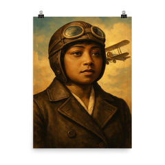 Bessie Coleman poster on a plain backdrop in size 8"x10".