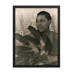 Bessie Smith framed print on a plain backdrop in size 18"x24".