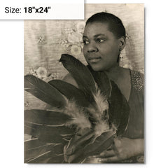 Bessie Smith metal print on a plain backdrop in size 18"x24".