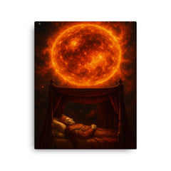 Betelgeuse before supernova imagined as royal deathbed canvas print on a plain backdrop in size 16"x20".