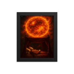 Betelgeuse before supernova imagined as royal deathbed framed print on a plain backdrop in size 8"x10".