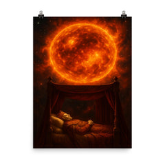 Betelgeuse before supernova imagined as royal deathbed poster on a plain backdrop in size 8"x10".