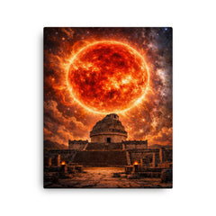 Betelgeuse red supergiant over ancient observatory canvas print on a plain backdrop in size 16"x20".