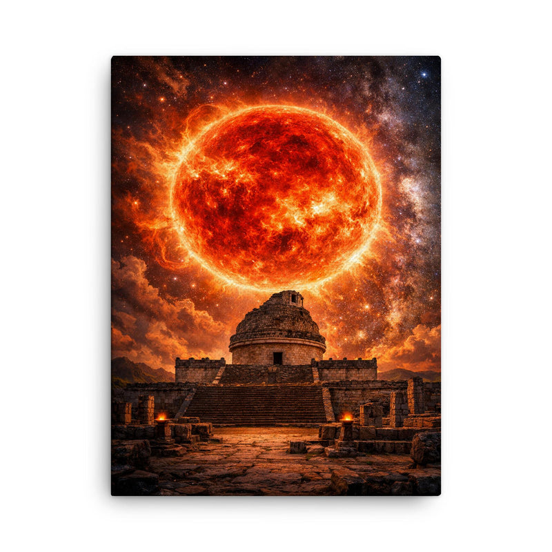 Betelgeuse red supergiant over ancient observatory canvas print on a plain backdrop in size 18