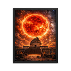 Betelgeuse red supergiant over ancient observatory framed print on a plain backdrop in size 16"x20".