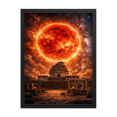 Betelgeuse red supergiant over ancient observatory framed print on a plain backdrop in size 18"x24".