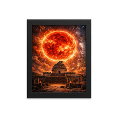 Betelgeuse red supergiant over ancient observatory framed print on a plain backdrop in size 8"x10".