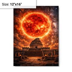 Betelgeuse red supergiant over ancient observatory metal print on a plain backdrop in size 12"x16".