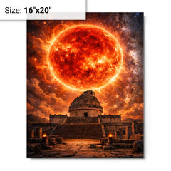 Betelgeuse red supergiant over ancient observatory metal print on a plain backdrop in size 16"x20".