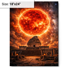 Betelgeuse red supergiant over ancient observatory metal print on a plain backdrop in size 18"x24".