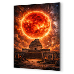 Betelgeuse red supergiant over ancient observatory metal print mockup