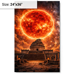 Betelgeuse red supergiant over ancient observatory metal print on a plain backdrop in size 24"x36".