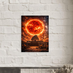 Betelgeuse red supergiant over ancient observatory metal print mockup