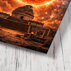 Betelgeuse red supergiant over ancient observatory metal print mockup