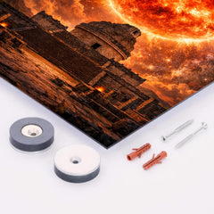 Betelgeuse red supergiant over ancient observatory metal print mockup