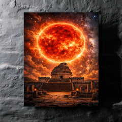 Betelgeuse red supergiant over ancient observatory metal print mockup