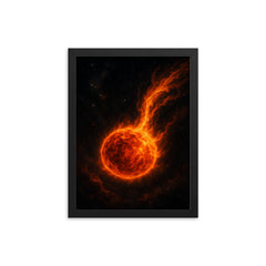 Betelgeuse shedding fire into deep space framed print on a plain backdrop in size 12"x16".