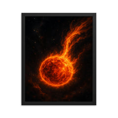 Betelgeuse shedding fire into deep space framed print on a plain backdrop in size 16"x20".