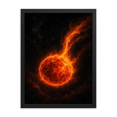 Betelgeuse shedding fire into deep space framed print on a plain backdrop in size 18"x24".