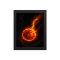 Betelgeuse shedding fire into deep space framed print on a plain backdrop in size 8"x10".