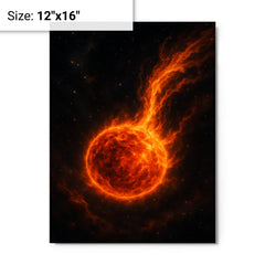 Betelgeuse shedding fire into deep space metal print on a plain backdrop in size 12"x16".